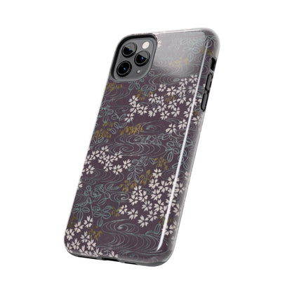 Meiji Era Sakura River Phone Case | 1901 Zuan Hyakushu | Wisteria Purple Japanese Art