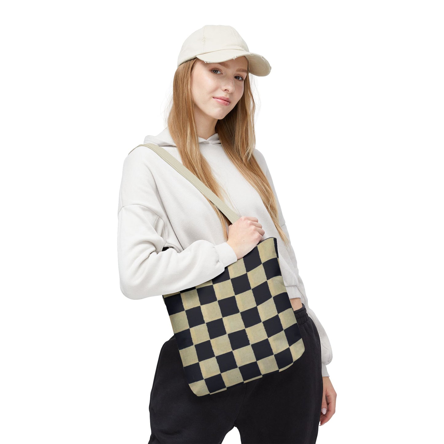 Black & White Ichimatsu Checkered Tote Bag – Japanese Traditional Pattern, Minimalist Everyday Bag