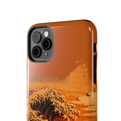 Japanese Great Wave Sunset Phone Case | Hokusai 3D Art Sunset Glow | Edo Era Masterpiece