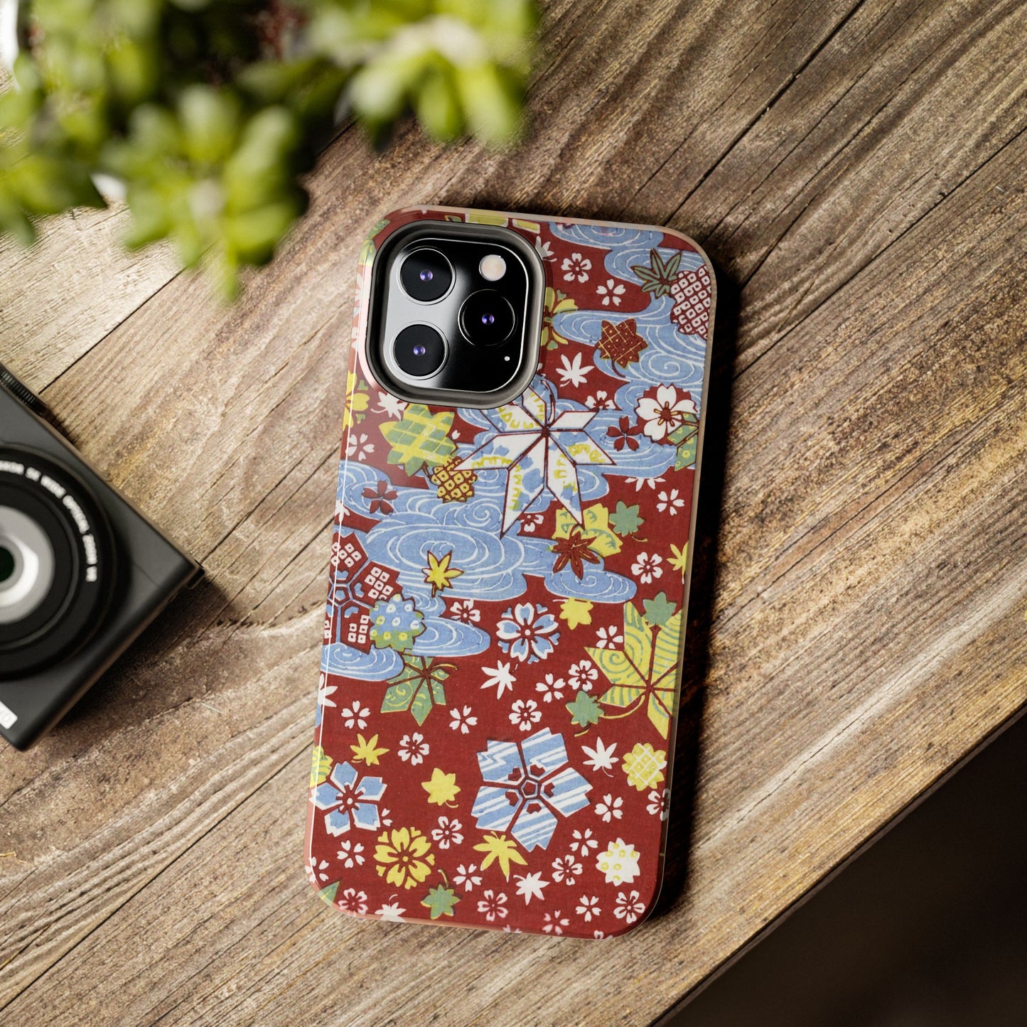 Taisho Umbrella Tales | 1926 Sakura, Momiji & Flowing Water Phone Case | Vintage Chiyogami Art