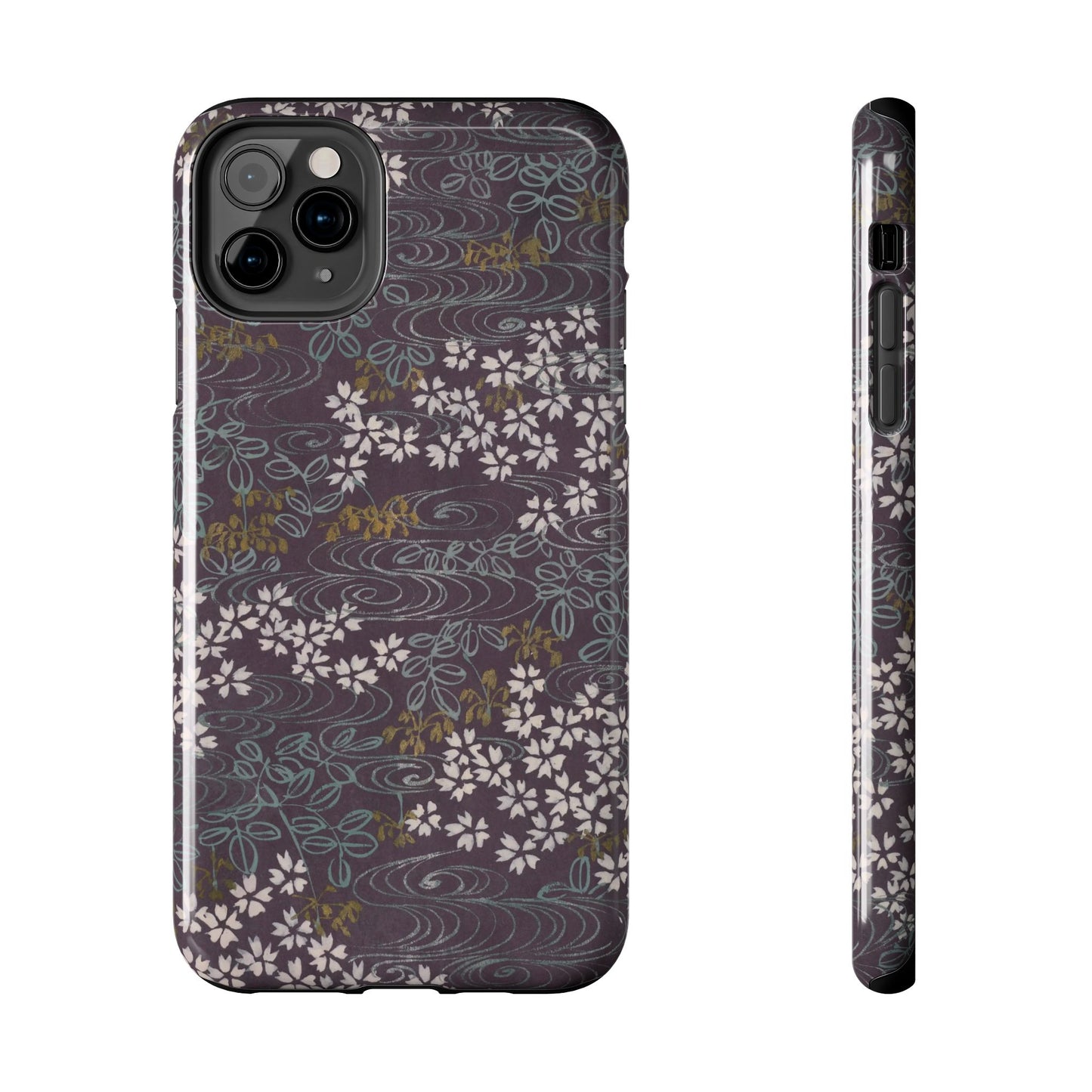 Meiji Era Sakura River Phone Case | 1901 Zuan Hyakushu | Wisteria Purple Japanese Art