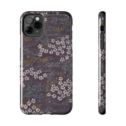 Meiji Era Sakura River Phone Case | 1901 Zuan Hyakushu | Wisteria Purple Japanese Art