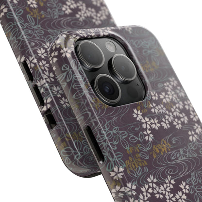 Meiji Era Sakura River Phone Case | 1901 Zuan Hyakushu | Wisteria Purple Japanese Art