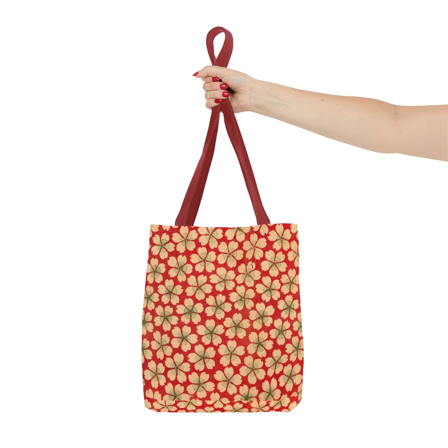 Meiji Era Sakura Blossom Tote Bag | "Chiyogami Mihon" Japanese Archive Art | Red & White Floral