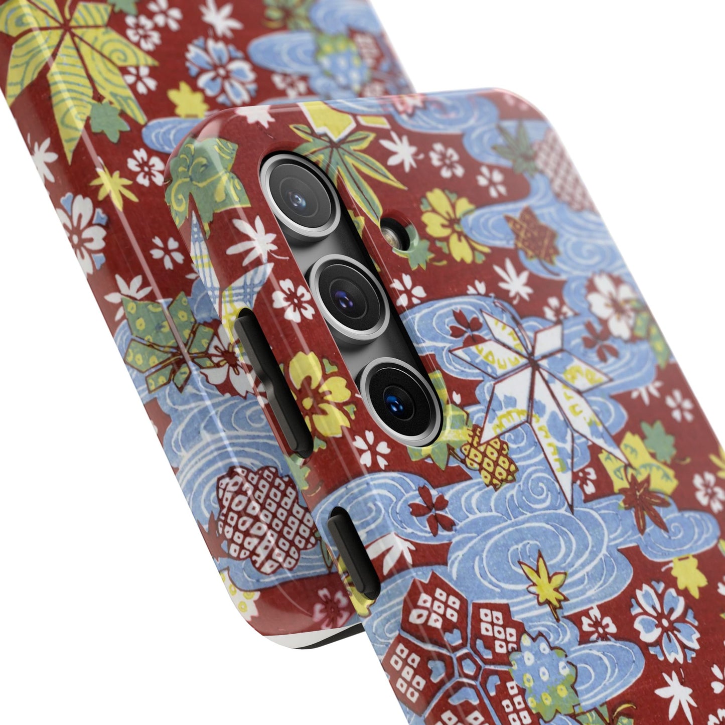 Taisho Umbrella Tales | 1926 Sakura, Momiji & Flowing Water Phone Case | Vintage Chiyogami Art