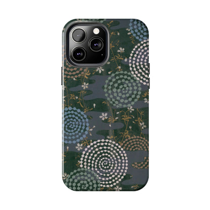 Meiji Era Uzumaki Spiral Phone Case | 1901 Zuan Hyakushu | Tokiwa Green Japanese Art