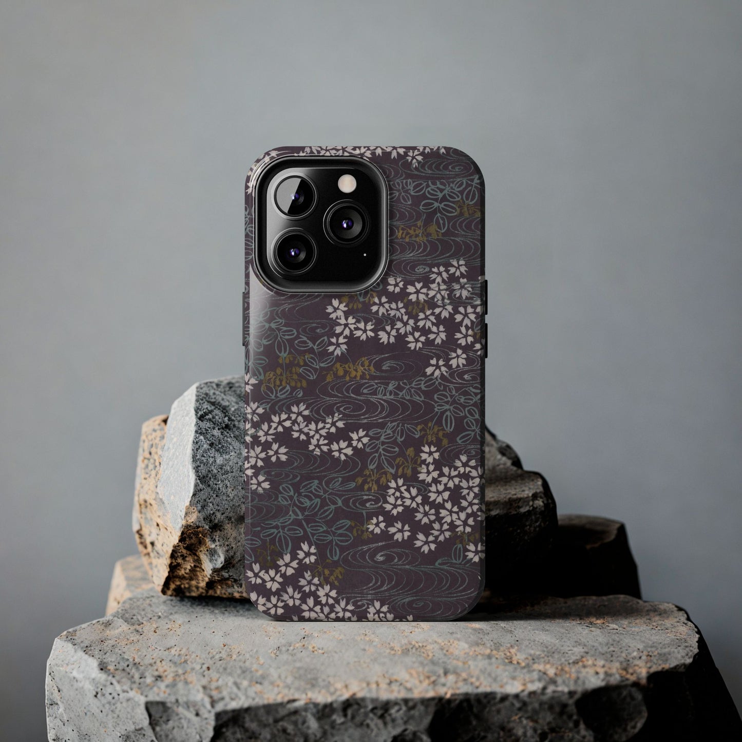 Meiji Era Sakura River Phone Case | 1901 Zuan Hyakushu | Wisteria Purple Japanese Art
