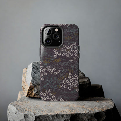 Meiji Era Sakura River Phone Case | 1901 Zuan Hyakushu | Wisteria Purple Japanese Art