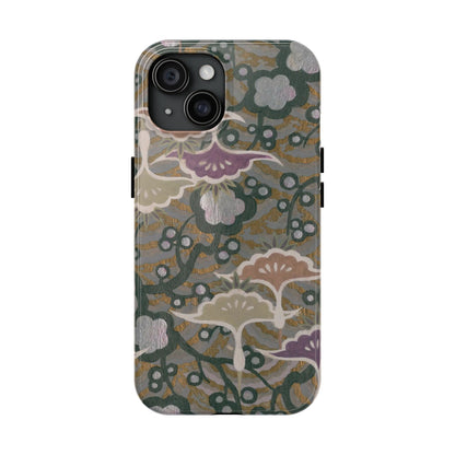 Meiji Era Dancing Cranes & Plum Phone Case | 1901 Zuan Hyakushu | Gold & Silver Japanese Art