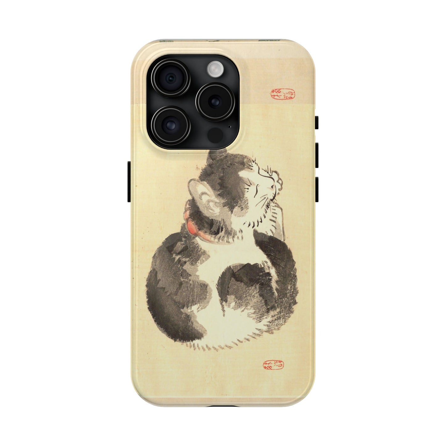 Sleeping Cat Japanese Art Phone Case | Meiji Era Bairei Kono Woodblock | Vintage Cat Illustration 1887