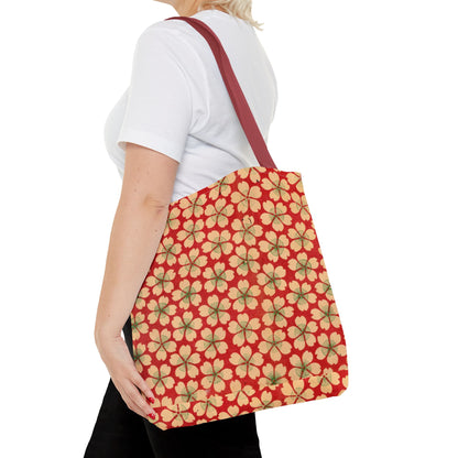 Meiji Era Sakura Blossom Tote Bag | "Chiyogami Mihon" Japanese Archive Art | Red & White Floral