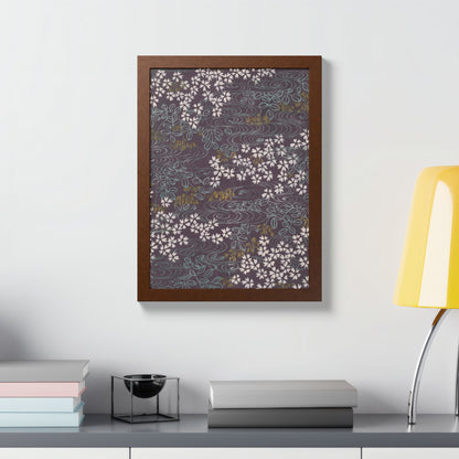 Antique Japanese Sakura River Framed Poster - Meiji Era Chiyogami Wall Art