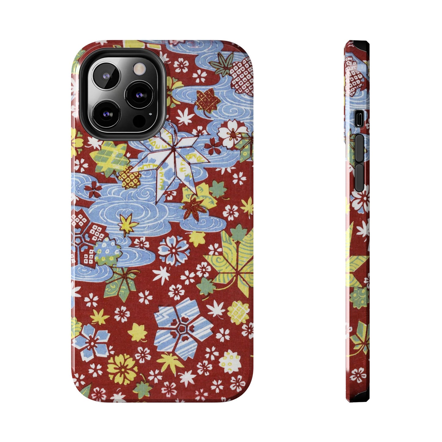 Taisho Umbrella Tales | 1926 Sakura, Momiji & Flowing Water Phone Case | Vintage Chiyogami Art
