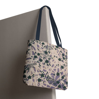 Meiji Era Bamboo & Flower Tote Bag | 1901 Zuan Hyakushu | Purple & Green Japanese Art