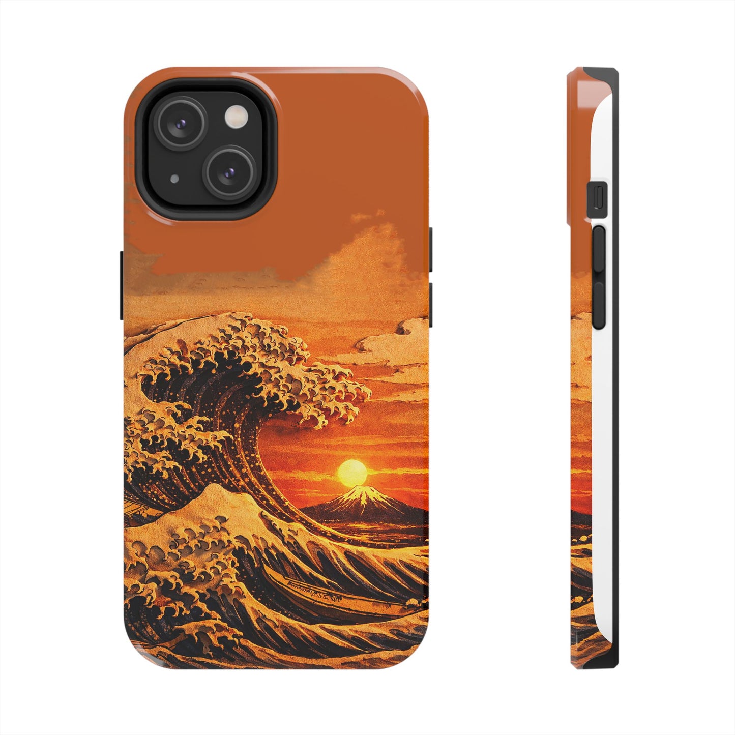 Japanese Great Wave Sunset Phone Case | Hokusai 3D Art Sunset Glow | Edo Era Masterpiece