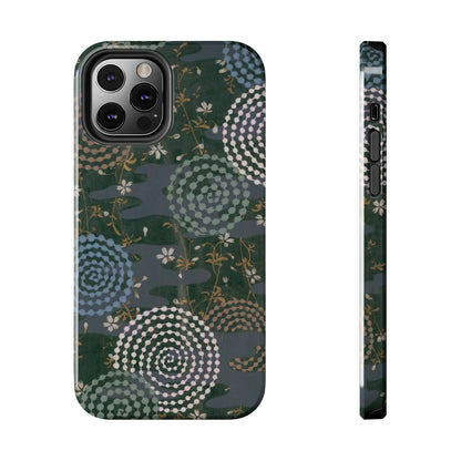 Meiji Era Uzumaki Spiral Phone Case | 1901 Zuan Hyakushu | Tokiwa Green Japanese Art
