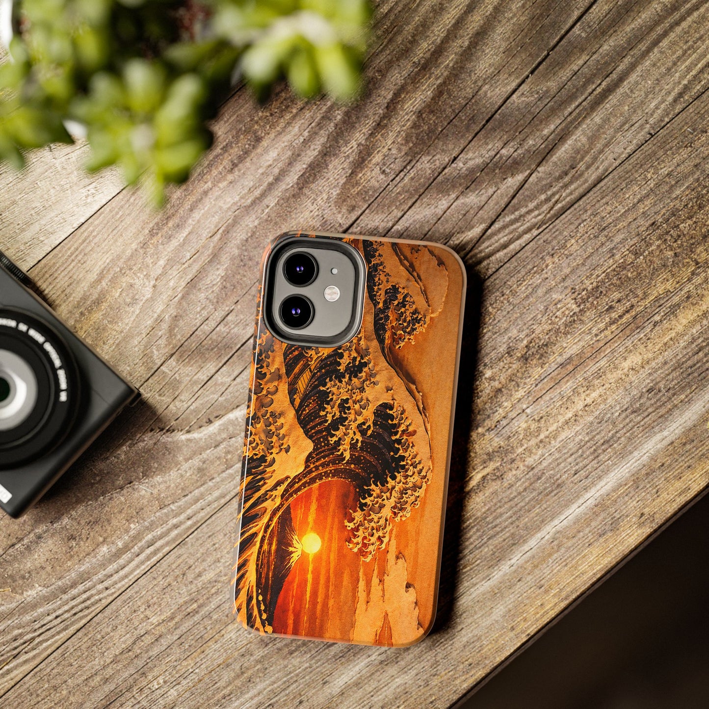 Golden Wave Tough Phone Case – Hokusai Sunset Japanese Art