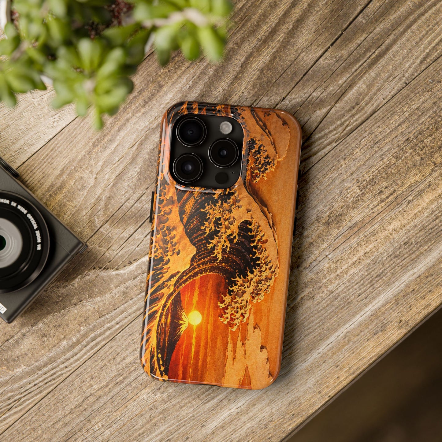 Golden Wave Tough Phone Case – Hokusai Sunset Japanese Art