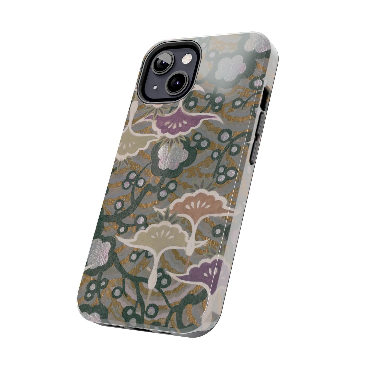 Meiji Era Dancing Cranes & Plum Phone Case | 1901 Zuan Hyakushu | Gold & Silver Japanese Art