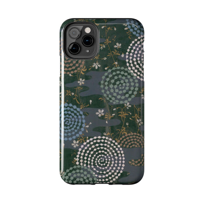 Meiji Era Uzumaki Spiral Phone Case | 1901 Zuan Hyakushu | Tokiwa Green Japanese Art