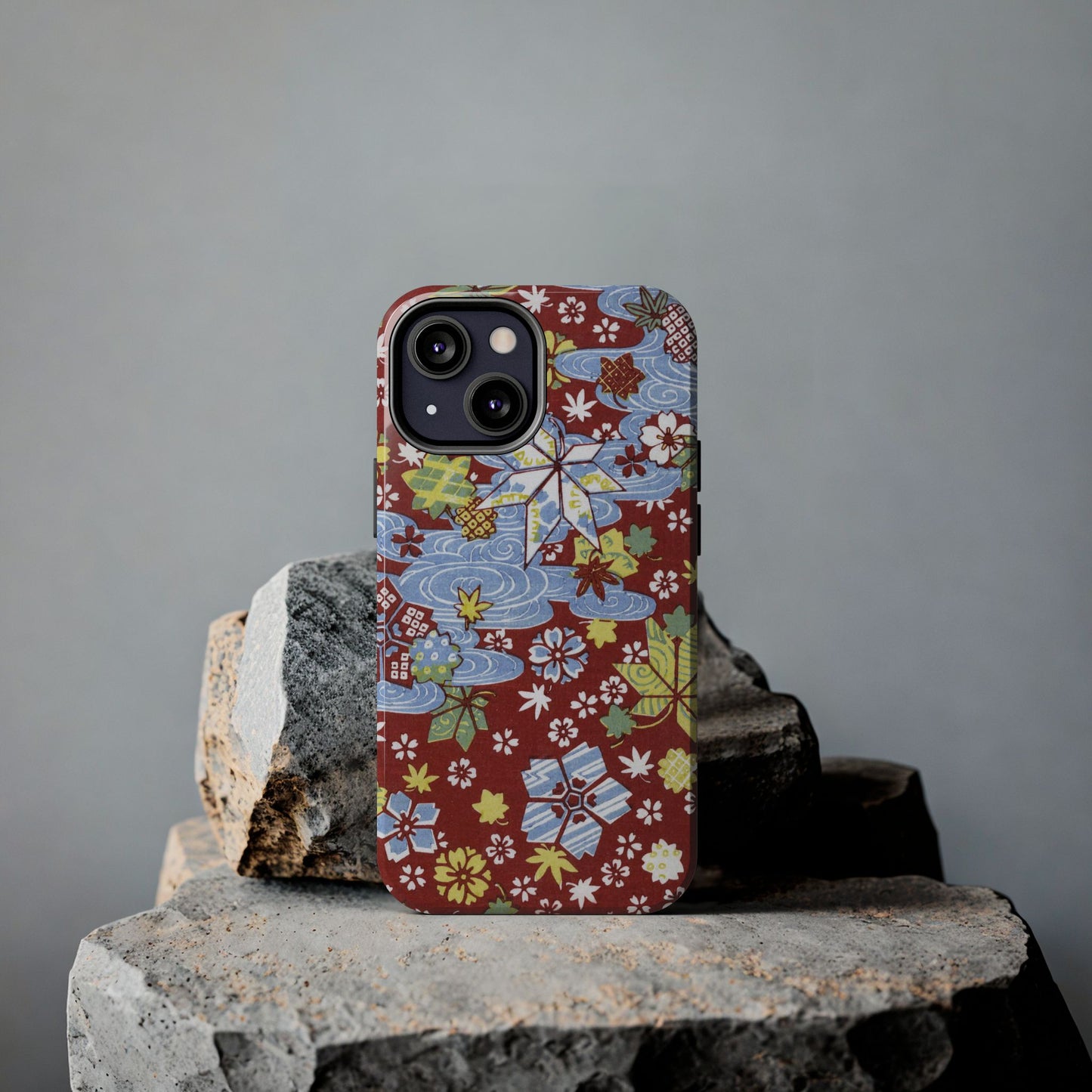 Taisho Umbrella Tales | 1926 Sakura, Momiji & Flowing Water Phone Case | Vintage Chiyogami Art