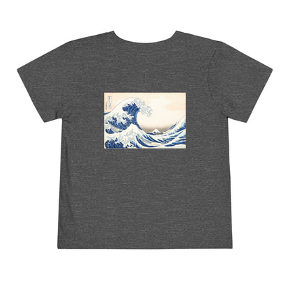 Great Wave off Kanagawa Toddler T-Shirt - Hokusai Japanese Art Back Print Kids Tee