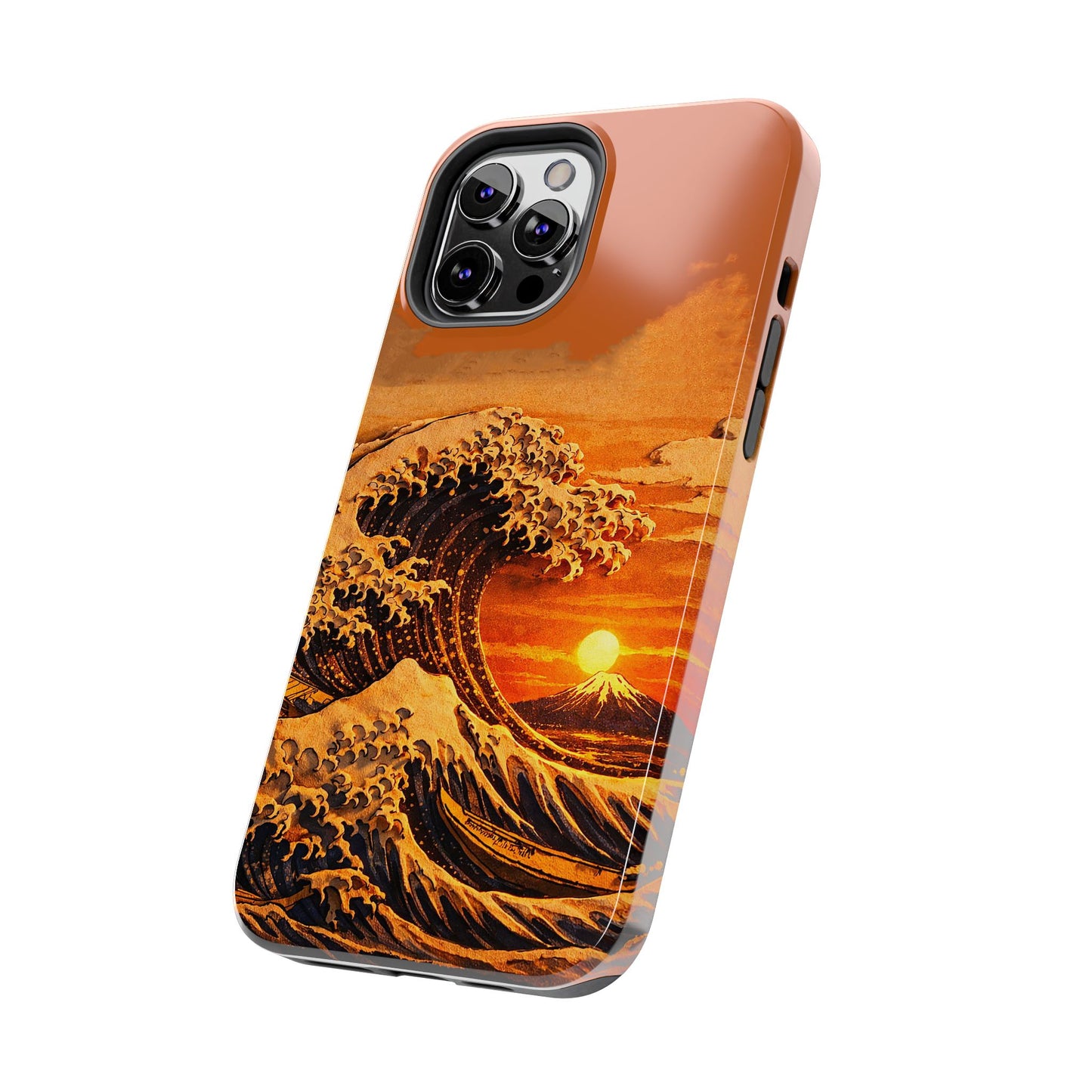 Japanese Great Wave Sunset Phone Case | Hokusai 3D Art Sunset Glow | Edo Era Masterpiece