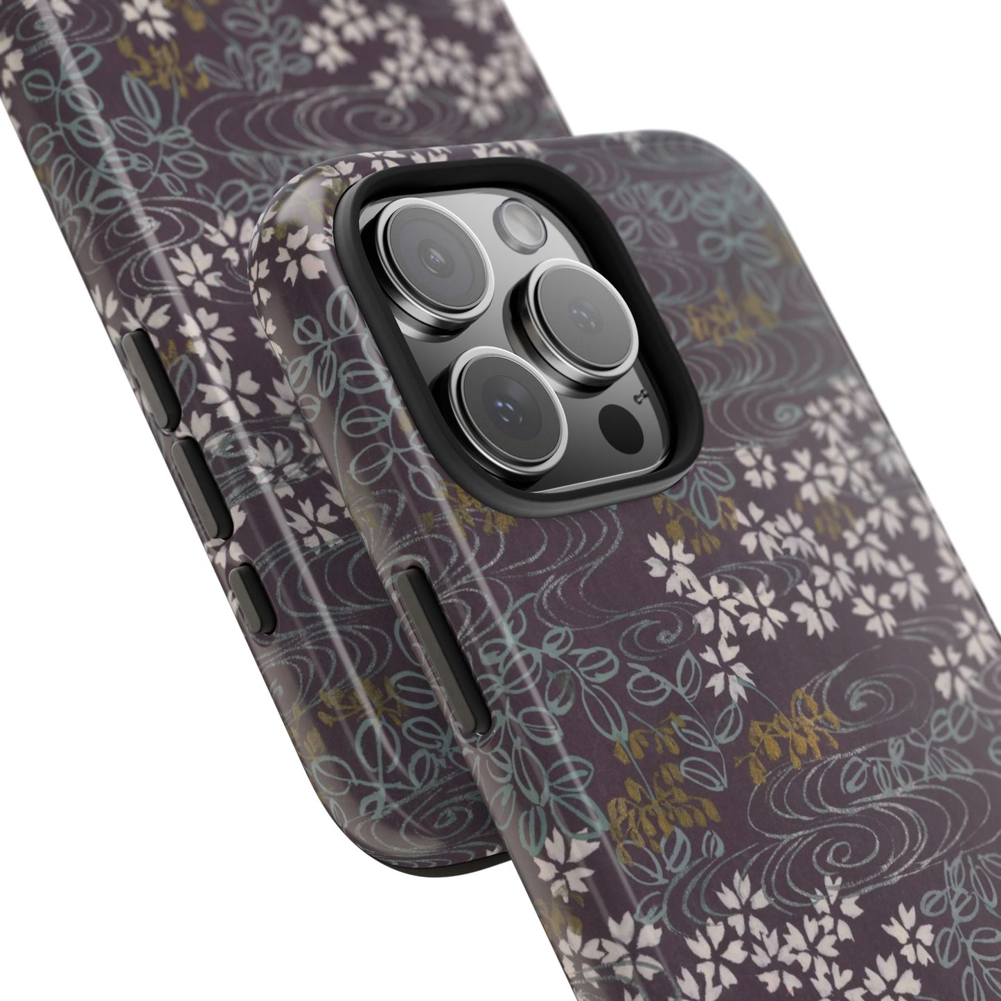 Meiji Era Sakura River Phone Case | 1901 Zuan Hyakushu | Wisteria Purple Japanese Art