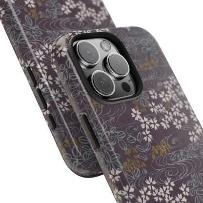 Meiji Era Sakura River Phone Case | 1901 Zuan Hyakushu | Wisteria Purple Japanese Art