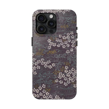 Meiji Era Sakura River Phone Case | 1901 Zuan Hyakushu | Wisteria Purple Japanese Art