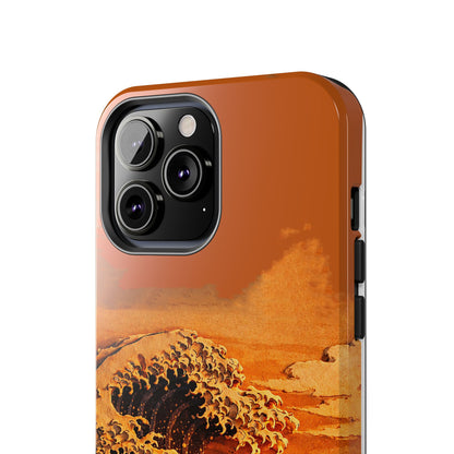 Japanese Great Wave Sunset Phone Case | Hokusai 3D Art Sunset Glow | Edo Era Masterpiece