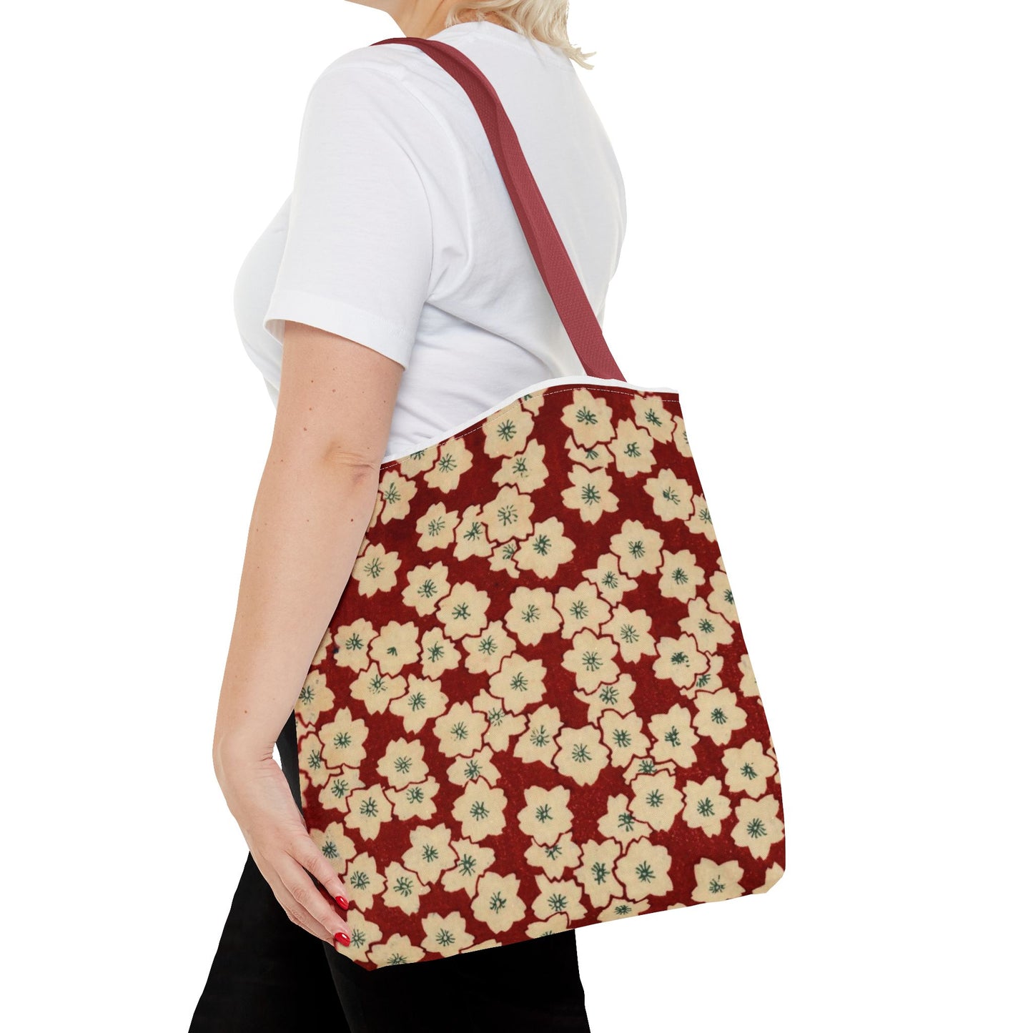 Japanese Sakura Tote Bag - Taisho Era Chiyogami Washi Pattern Vintage Design