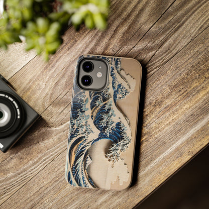 Great Wave 3D Shadow Relief Tough Phone Case – Hokusai Japanese Art