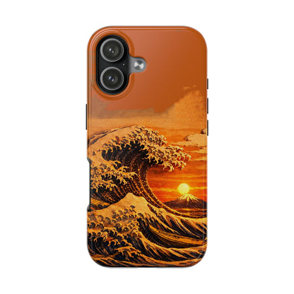 Japanese Great Wave Sunset Phone Case | Hokusai 3D Art Sunset Glow | Edo Era Masterpiece
