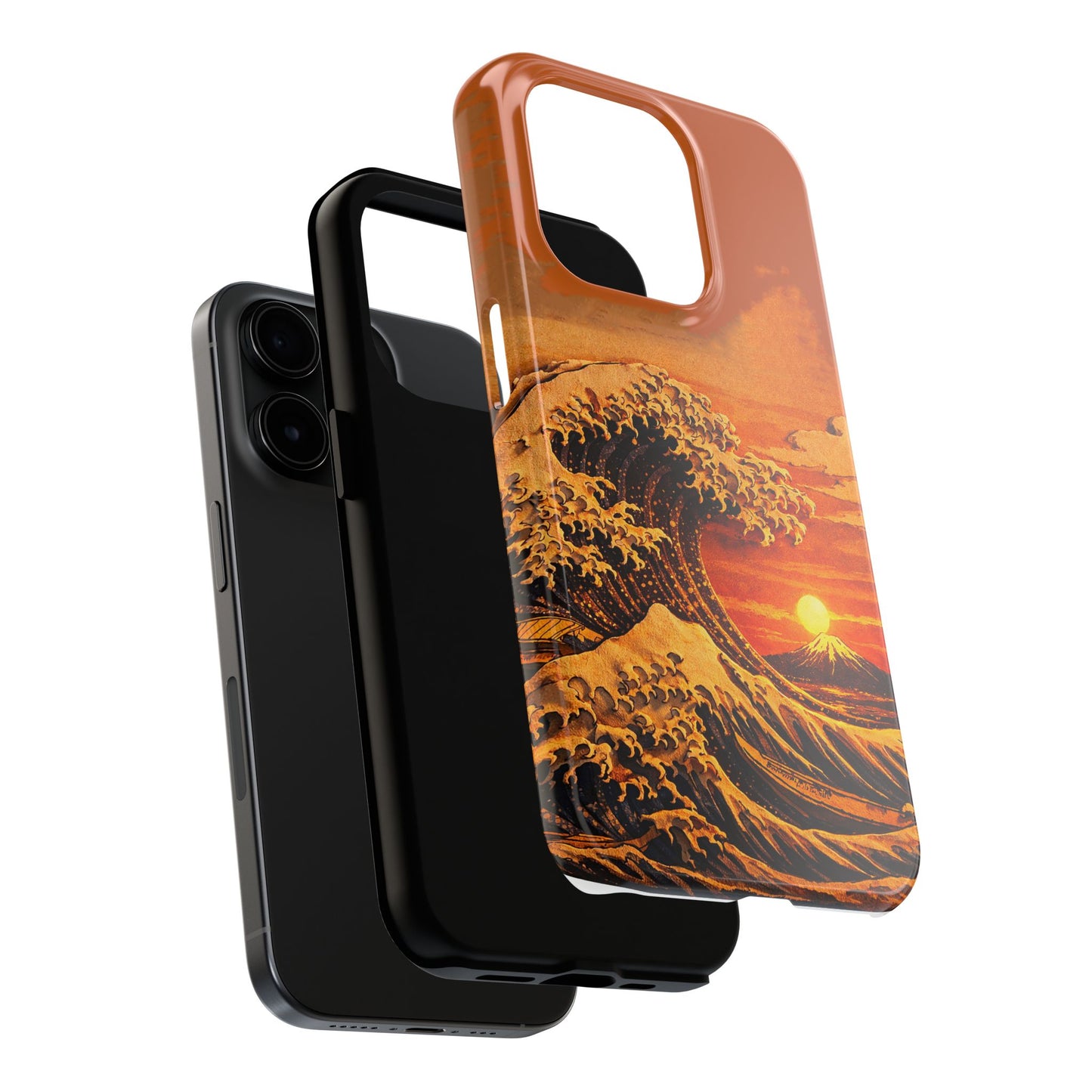 Japanese Great Wave Sunset Phone Case | Hokusai 3D Art Sunset Glow | Edo Era Masterpiece