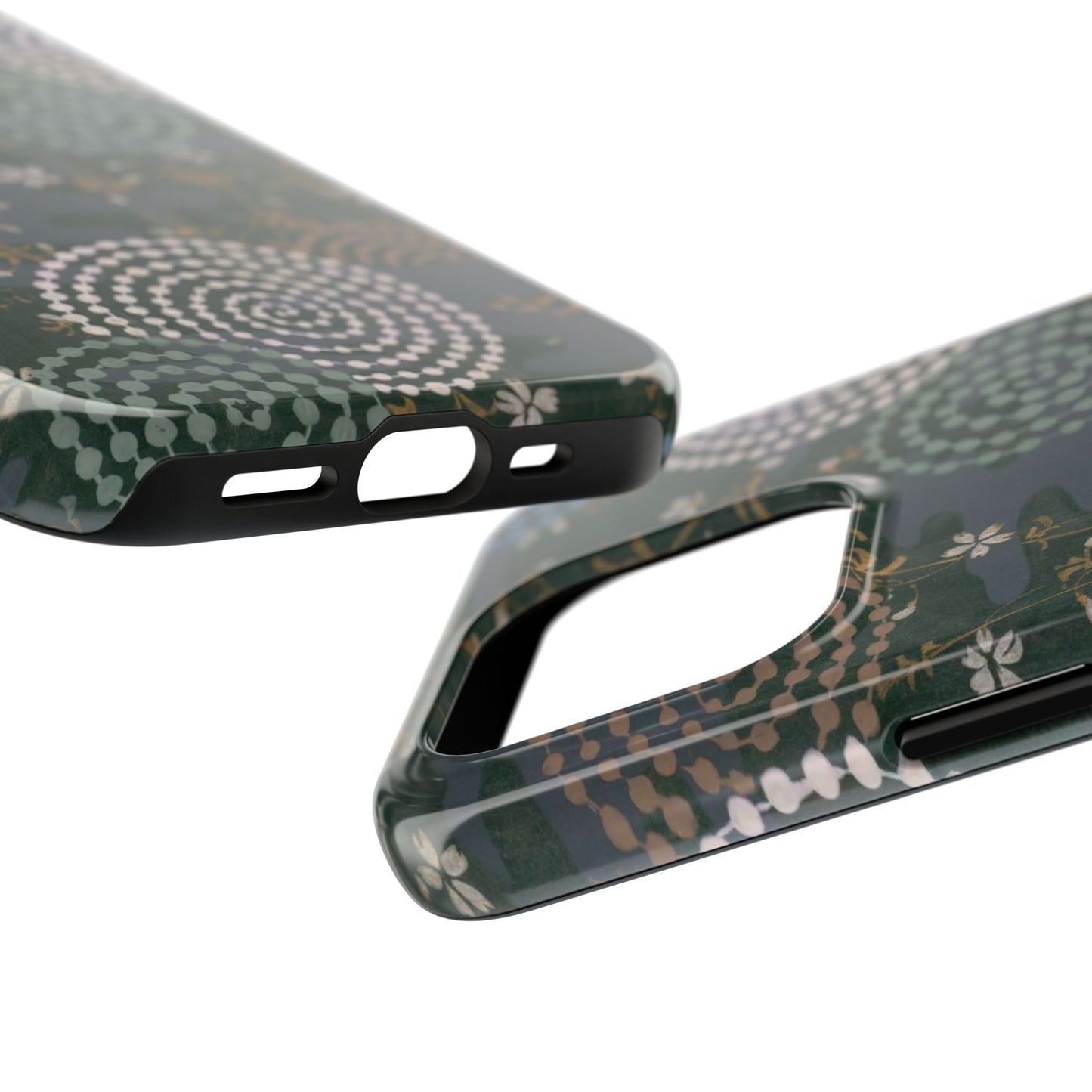 Meiji Era Uzumaki Spiral Phone Case | 1901 Zuan Hyakushu | Tokiwa Green Japanese Art