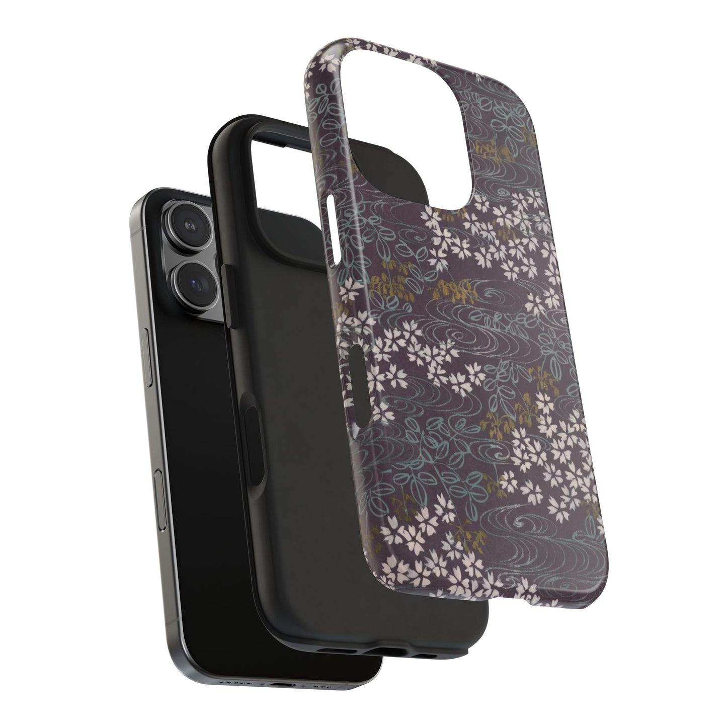 Meiji Era Sakura River Phone Case | 1901 Zuan Hyakushu | Wisteria Purple Japanese Art