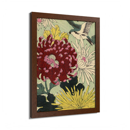Chrysanthemum Japanese Chiyogami Framed Poster – Vintage 1924 Kikuo Hirose | Maru no Kagishippo