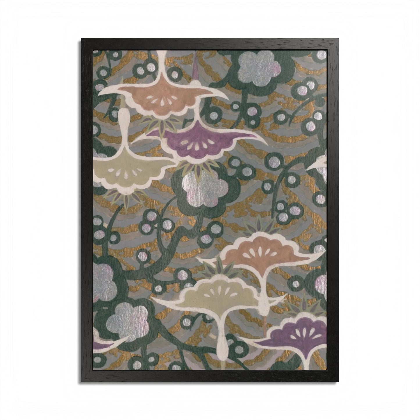 Vintage Japanese Origami Crane & Plum Framed Poster - Meiji Era Zuisho Wall Art