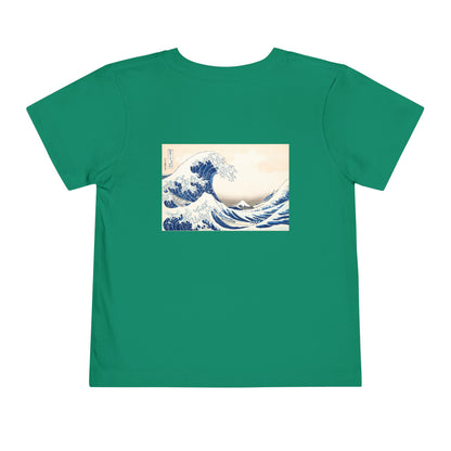 Great Wave off Kanagawa Toddler T-Shirt - Hokusai Japanese Art Back Print Kids Tee