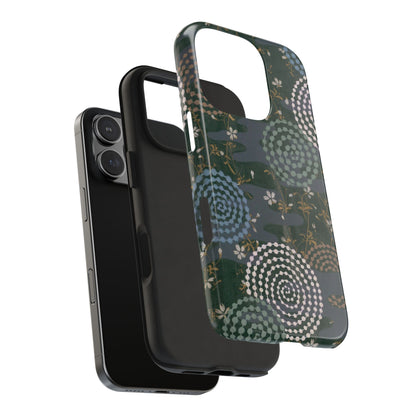 Meiji Era Uzumaki Spiral Phone Case | 1901 Zuan Hyakushu | Tokiwa Green Japanese Art