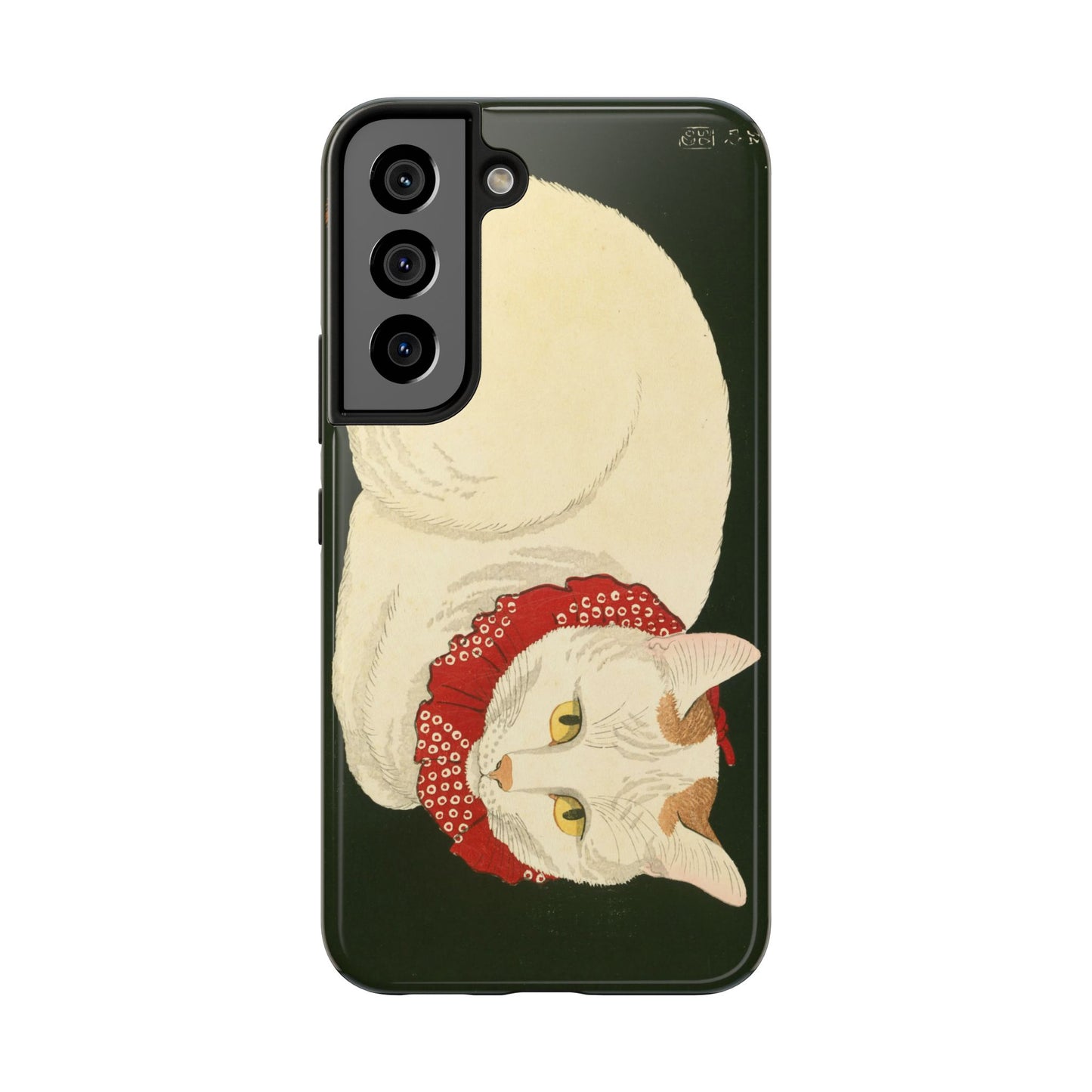 Taisho Era Lucky White Cat Phone Case | 1921 Japanese Woodblock Art | Zen Cat Design