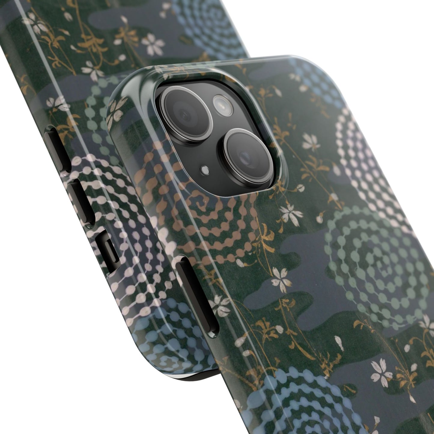 Meiji Era Uzumaki Spiral Phone Case | 1901 Zuan Hyakushu | Tokiwa Green Japanese Art