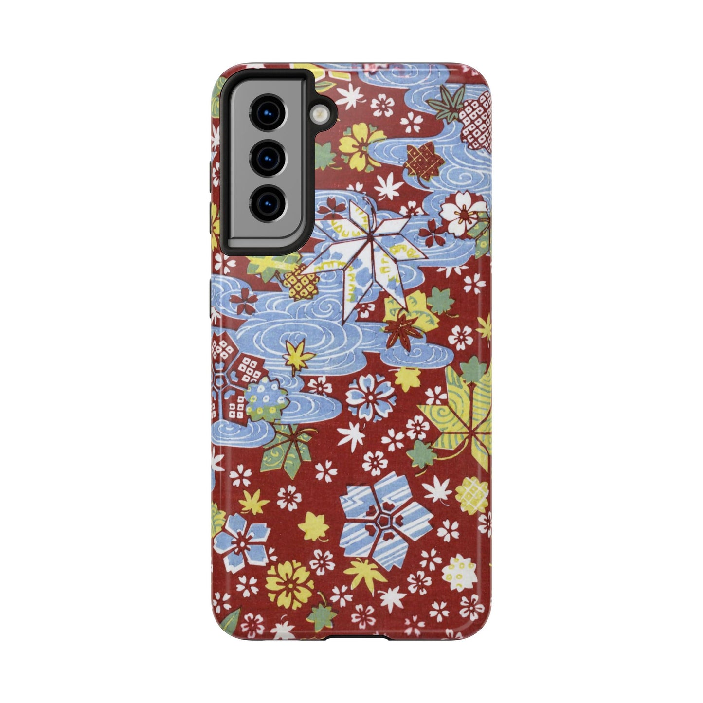 Taisho Umbrella Tales | 1926 Sakura, Momiji & Flowing Water Phone Case | Vintage Chiyogami Art
