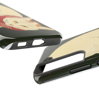 Taisho Era Lucky White Cat Phone Case | 1921 Japanese Woodblock Art | Zen Cat Design