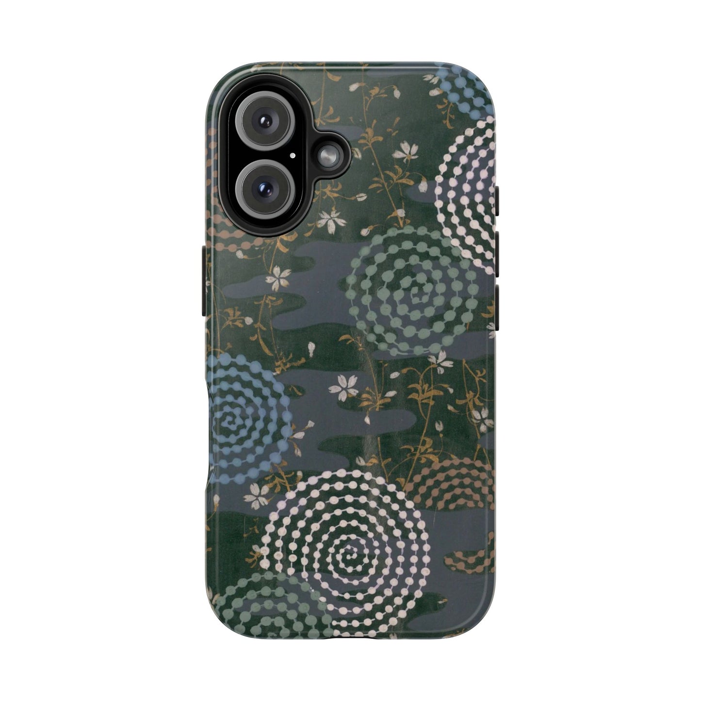 Meiji Era Uzumaki Spiral Phone Case | 1901 Zuan Hyakushu | Tokiwa Green Japanese Art
