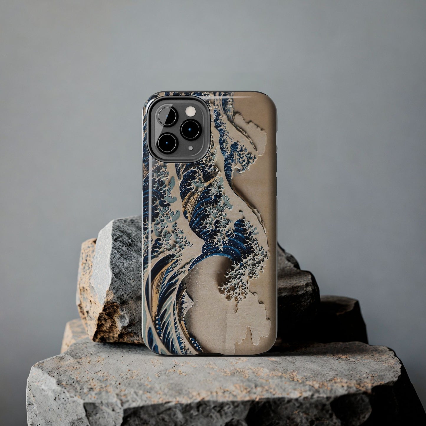 Great Wave 3D Shadow Relief Tough Phone Case – Hokusai Japanese Art