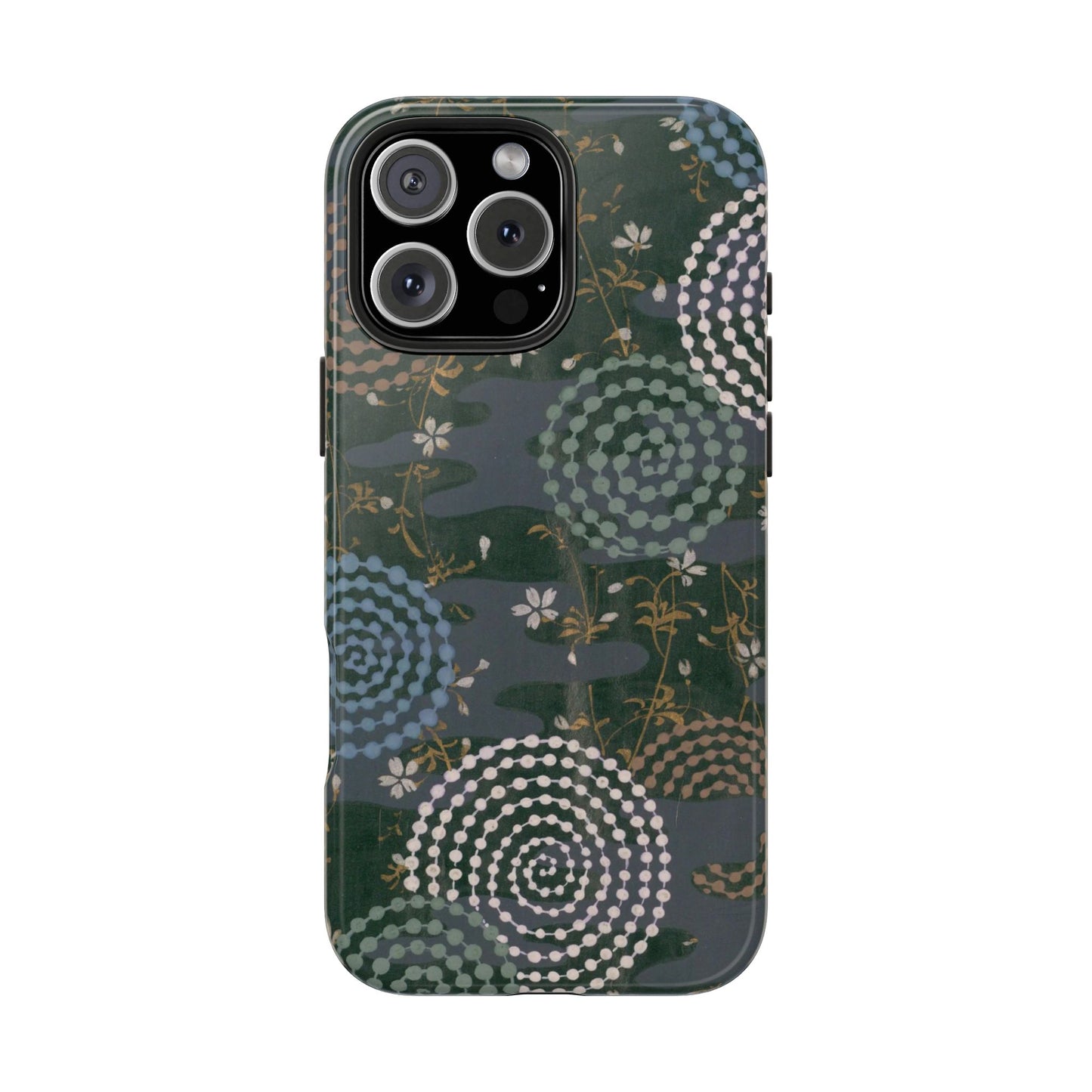 Meiji Era Uzumaki Spiral Phone Case | 1901 Zuan Hyakushu | Tokiwa Green Japanese Art