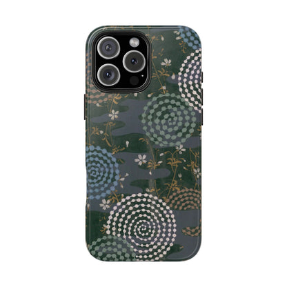 Meiji Era Uzumaki Spiral Phone Case | 1901 Zuan Hyakushu | Tokiwa Green Japanese Art