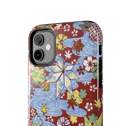 Taisho Umbrella Tales | 1926 Sakura, Momiji & Flowing Water Phone Case | Vintage Chiyogami Art